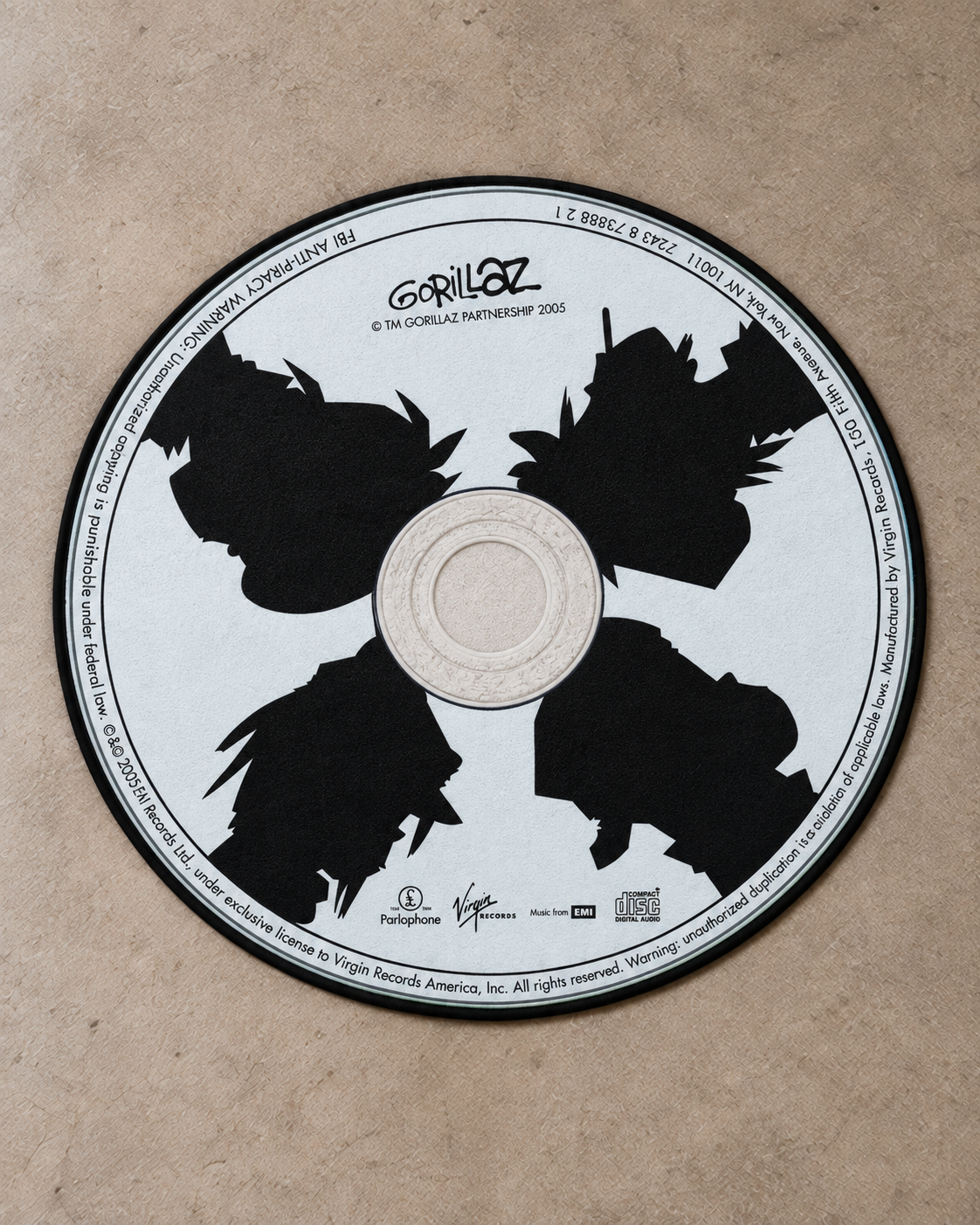 Gorillaz – Siyah Beyaz CD Halı — genel görünüm